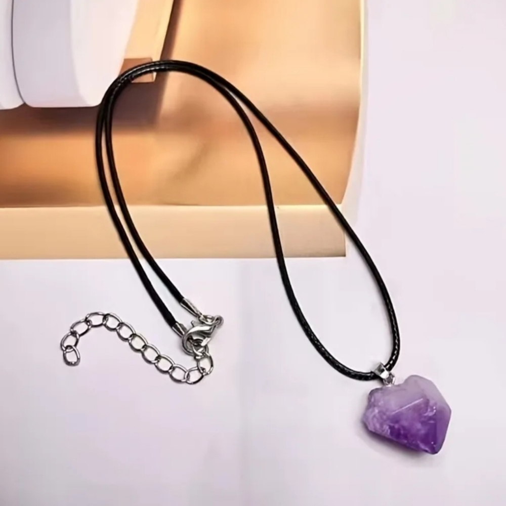 Natural raw amethyst pendant. Adjustable NWT Fast Ship. 4,000 Items Sold.